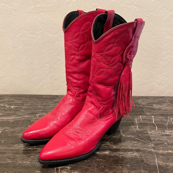 Corral Shoes Corral Red Leather Tassel Cowboy Boots Poshmark